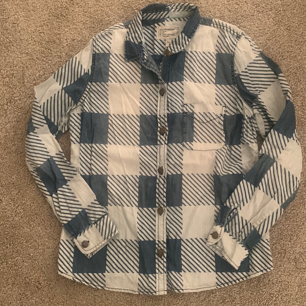 Current Elliot Checkered Chambray Button Down - image 1